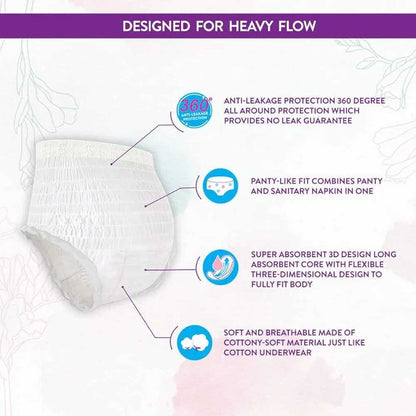ملابس داخلية فاخرة للاستخدام مرة واحدة للدورة الشهرية - حماية مانعة للتسرب بزاوية 360 درجة (عبوة من 3 قطع)
