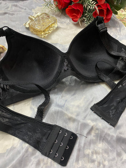 Elegant Floral Lace Bra - Thin Padded & Wire-Free