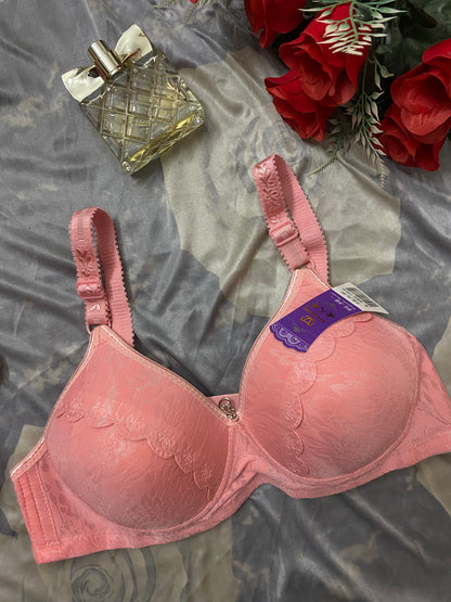 Elegant Floral Lace Bra - Thin Padded & Wire-Free