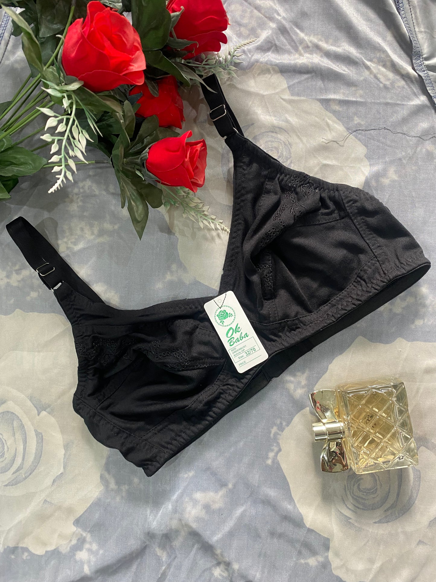 Daily Basic Chikan Embroidery Floral Bra - Soft Cotton & Non-Padded