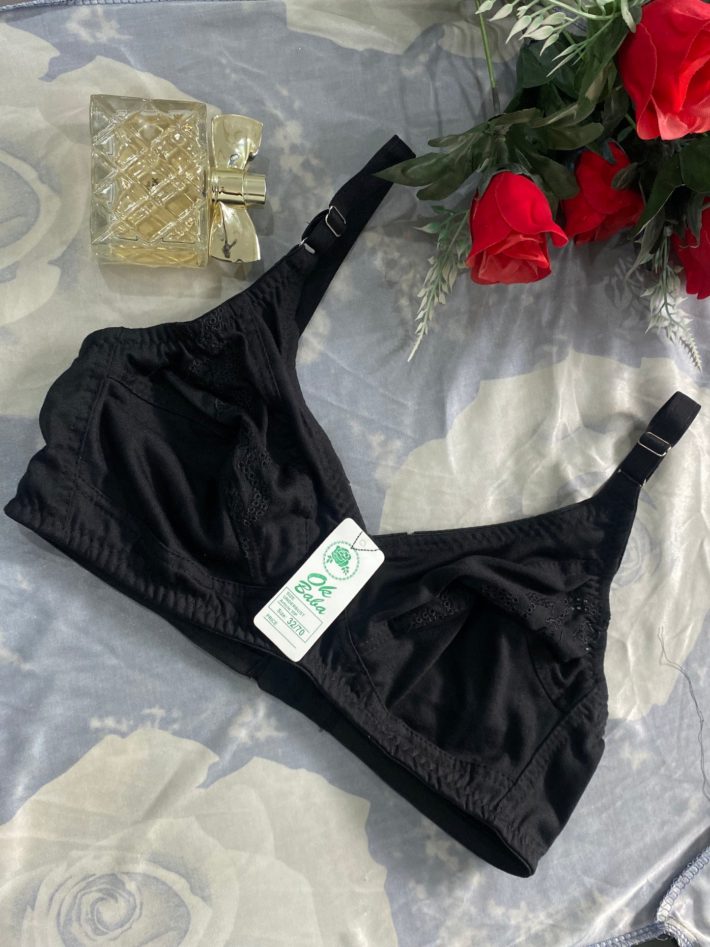 Daily Basic Chikan Embroidery Floral Bra - Soft Cotton & Non-Padded