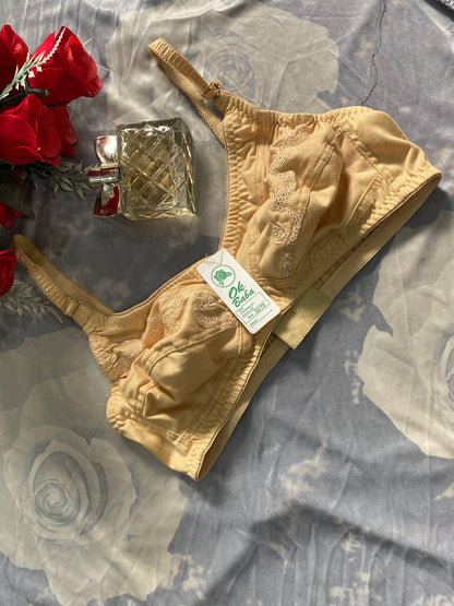 Daily Basic Chikan Embroidery Floral Bra - Soft Cotton & Non-Padded