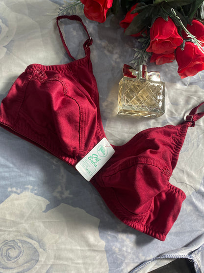 Daily Basic Chikan Embroidery Floral Bra - Soft Cotton & Non-Padded