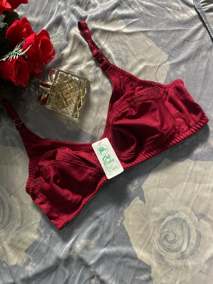 Daily Basic Chikan Embroidery Floral Bra - Soft Cotton & Non-Padded